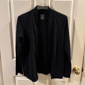 L.L. Bean Women's Pima Cotton Black Open Front Cardigan with Pockets ~ Small